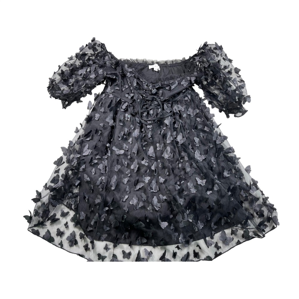 Mable Black 3D Butterfly Tulle Mini Dress Small Fairycore‎ Cottagecore
